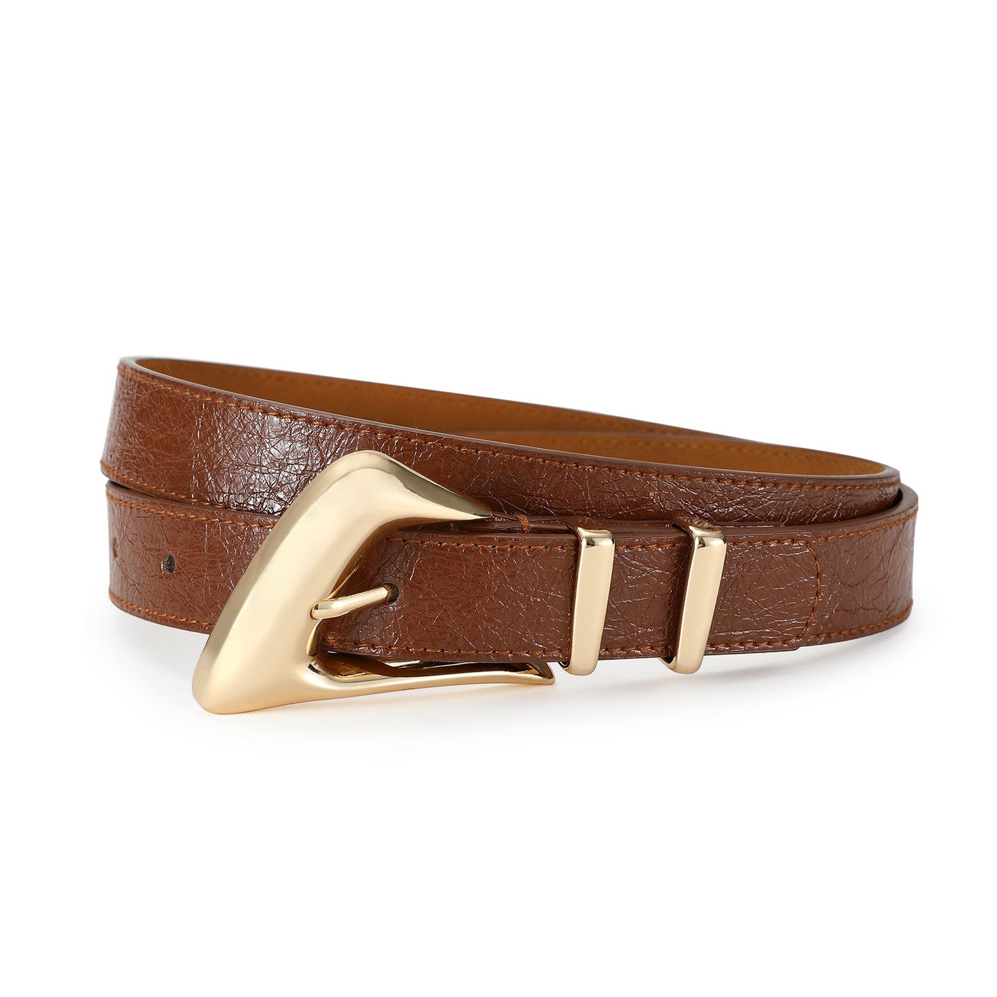 AI DEEBLUE Brown Belt for Women with Gold Buckle Brown Belt Women Waist Belt for Dresses Jeans