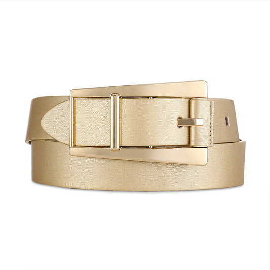 AI DEEBLUE Gold Belt for Women Belts with Gold Buckle Waist Belt for Dress Work Party Casual Evening Wear