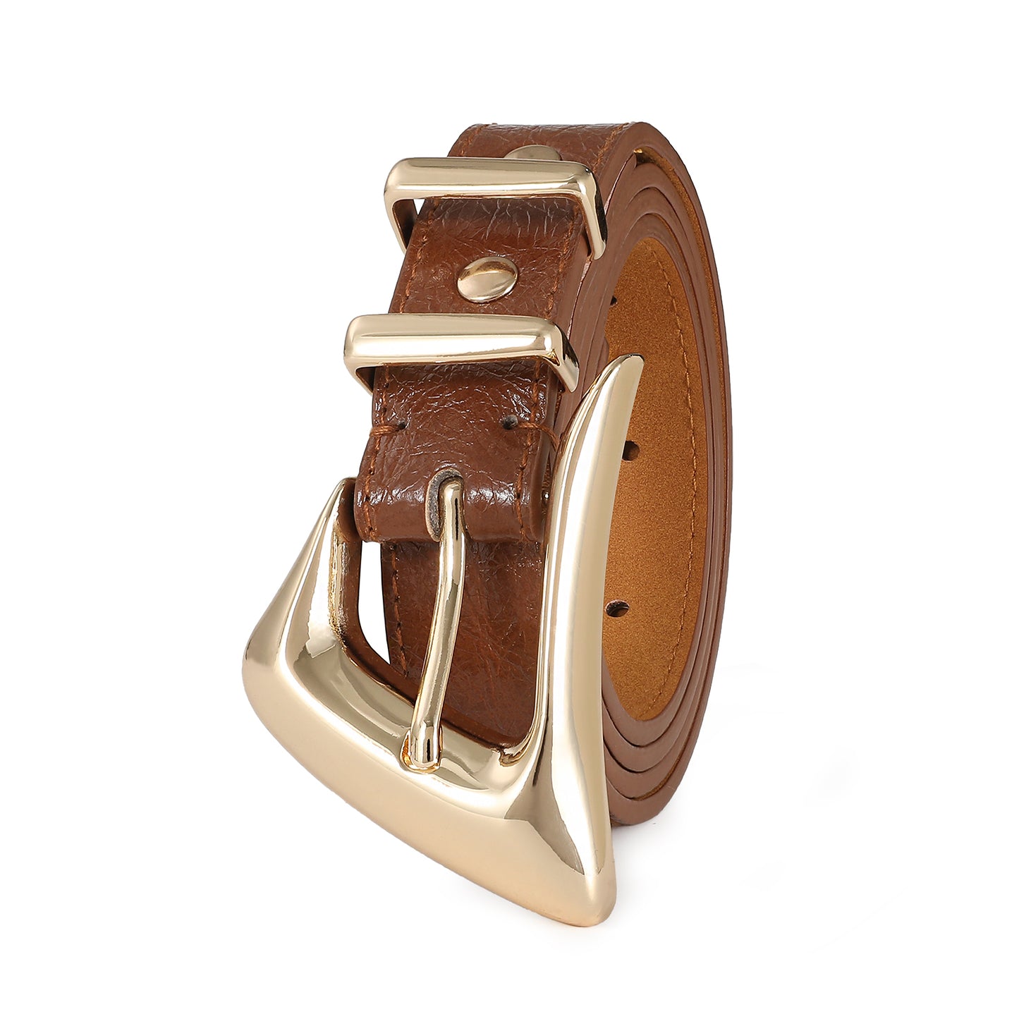 AI DEEBLUE Brown Belt for Women with Gold Buckle Brown Belt Women Waist Belt for Dresses Jeans