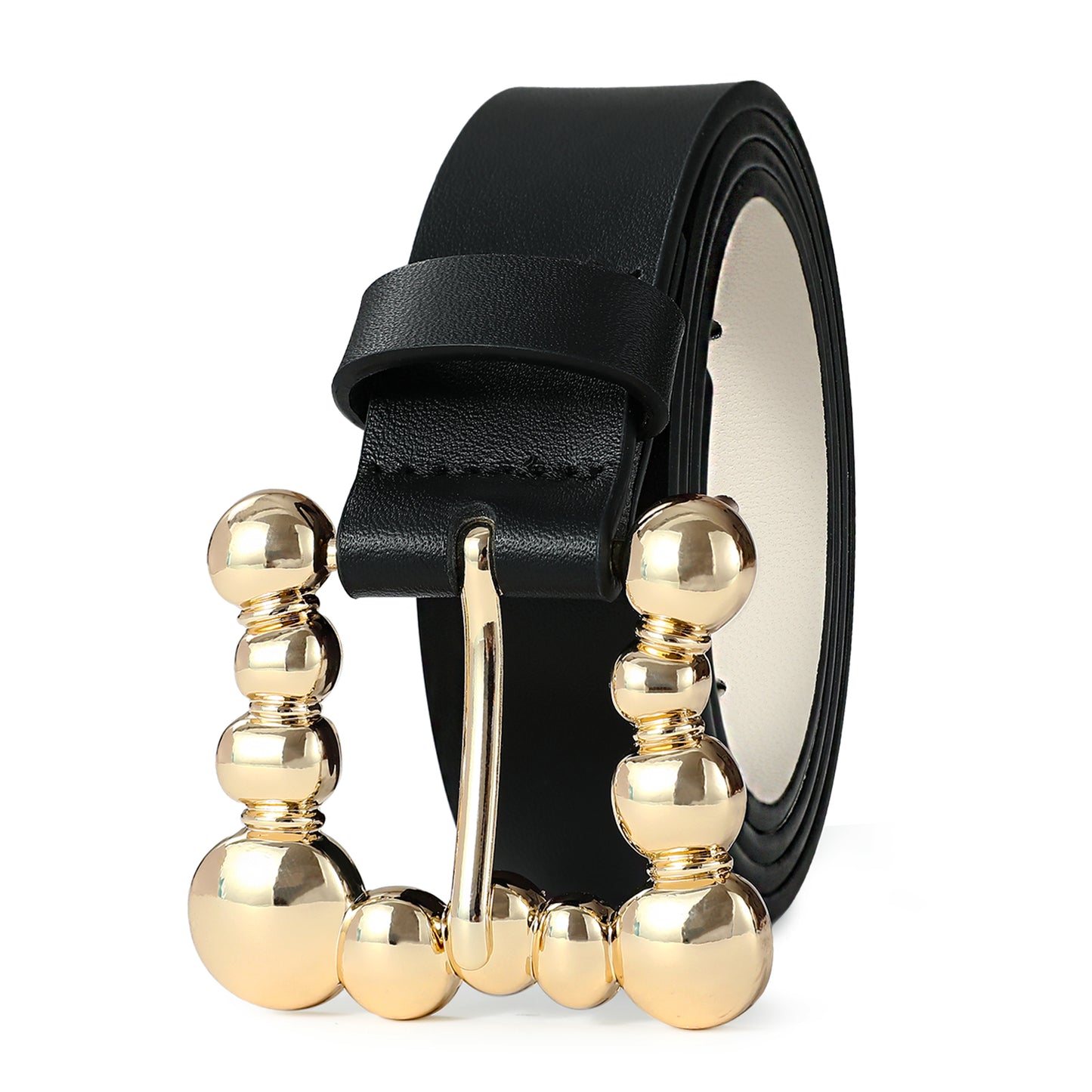 Genuine Leather Belts for Women Black Belt with Gold Buckle for Jeans Dresses and Casual Outfits Waist Belt Luxury