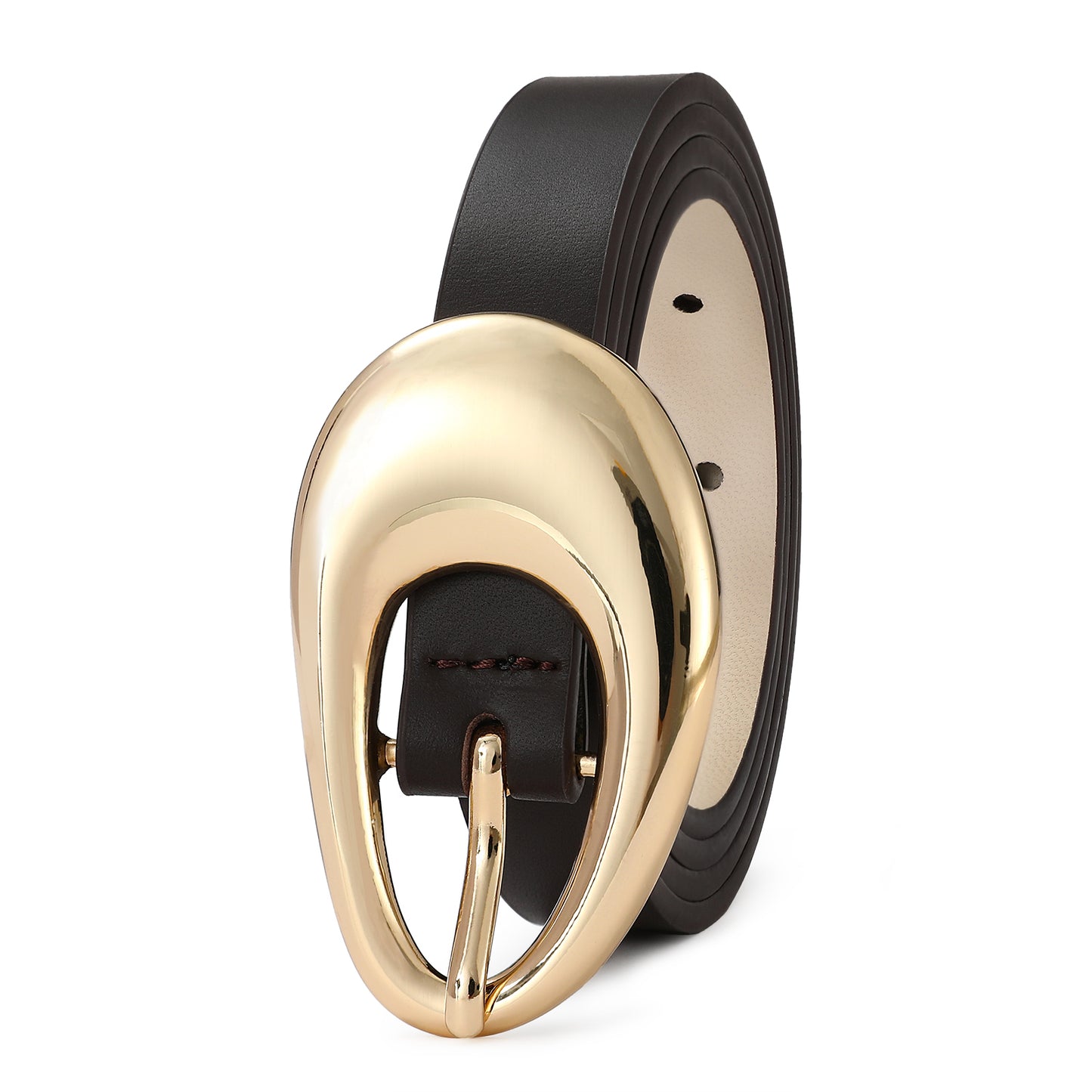 AI DEEBLUE Genuine Leather Belts for Women Belts for Jeans Real Leather Durable Classic Design with Gold Buckle