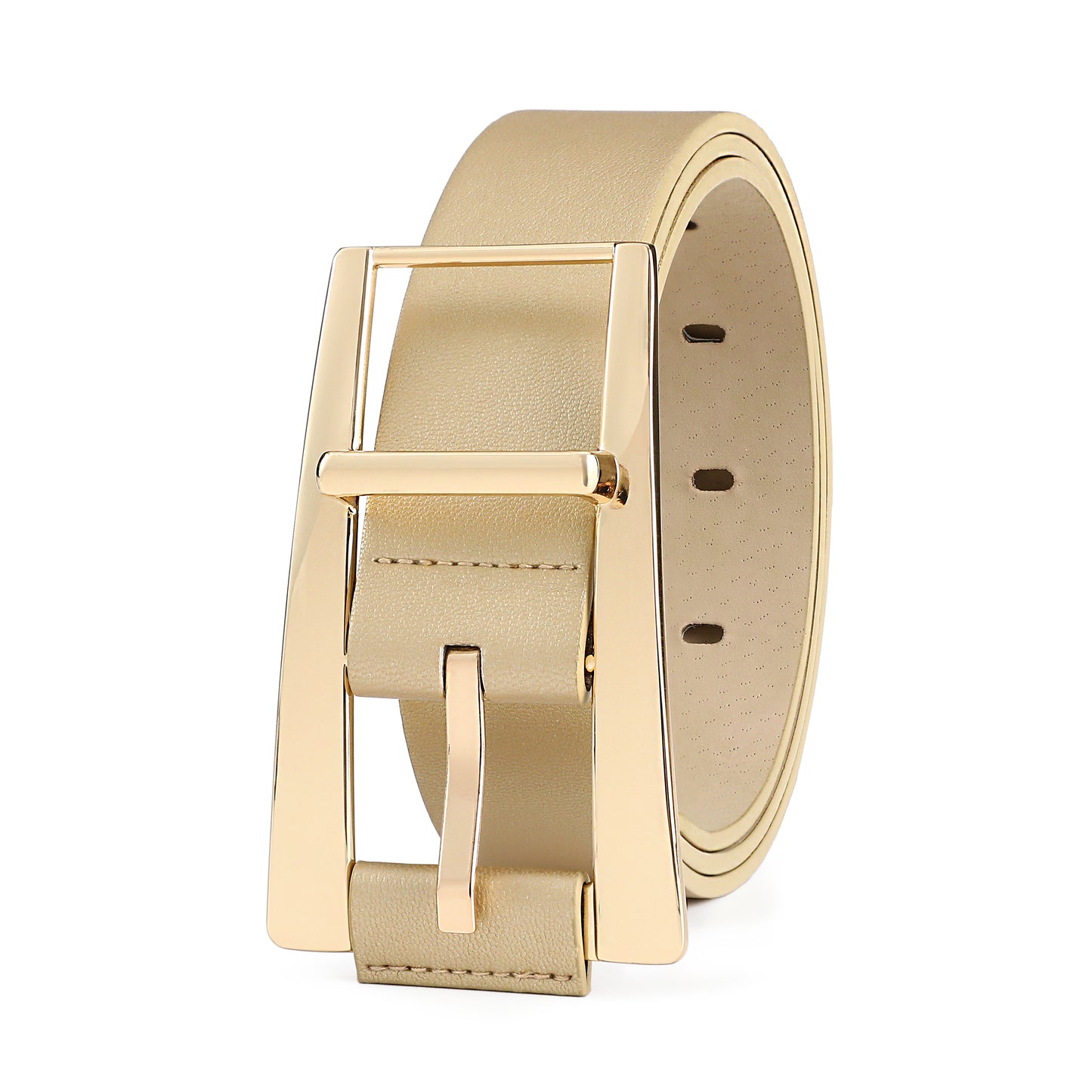 AI DEEBLUE Gold Belt for Women Belts with Gold Buckle Waist Belt for Dress Work Party Casual Evening Wear