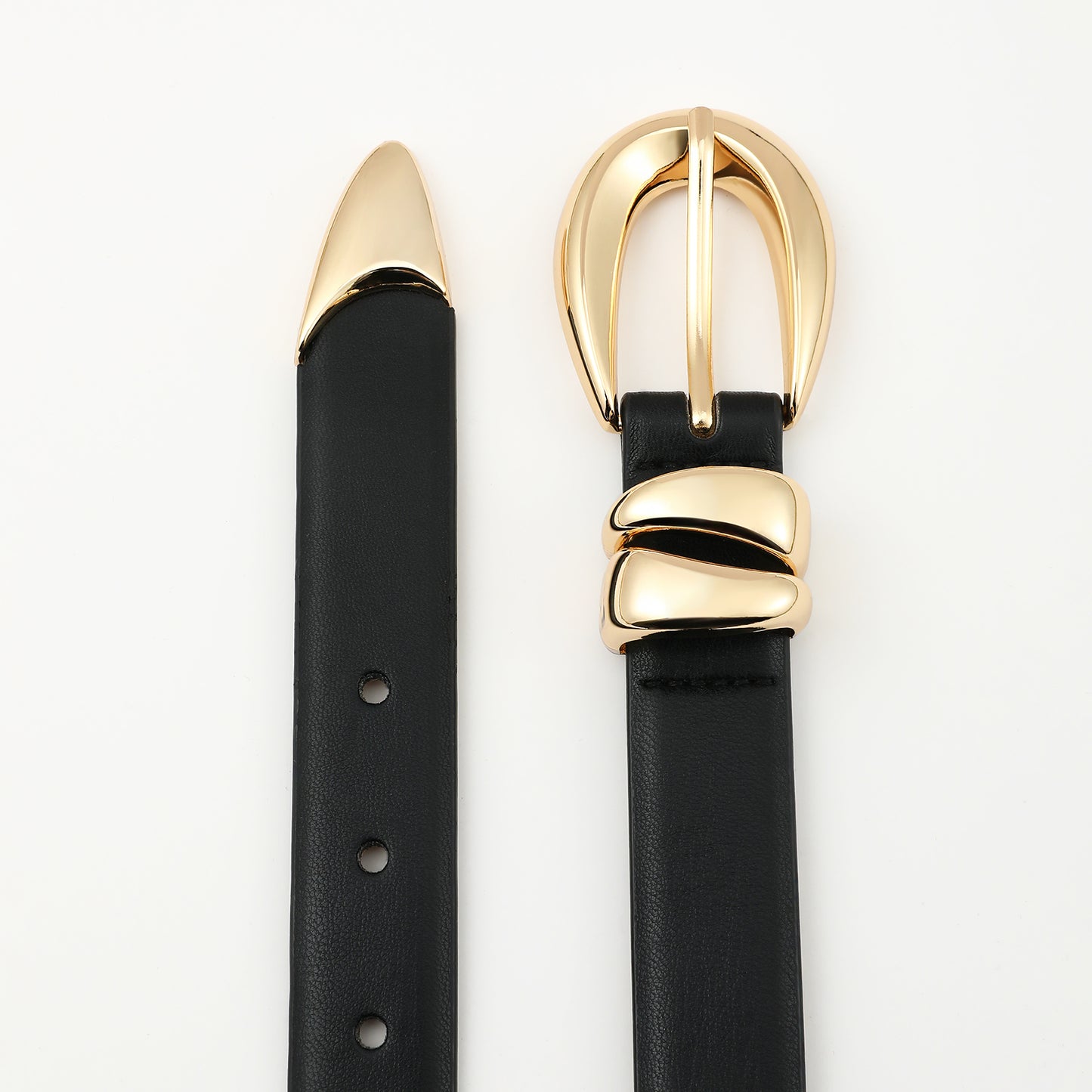 AI DEEBLUE Fashion Black Belt with Gold Buckle Women Belts for Jeans Stylish Leather Belts for Women
