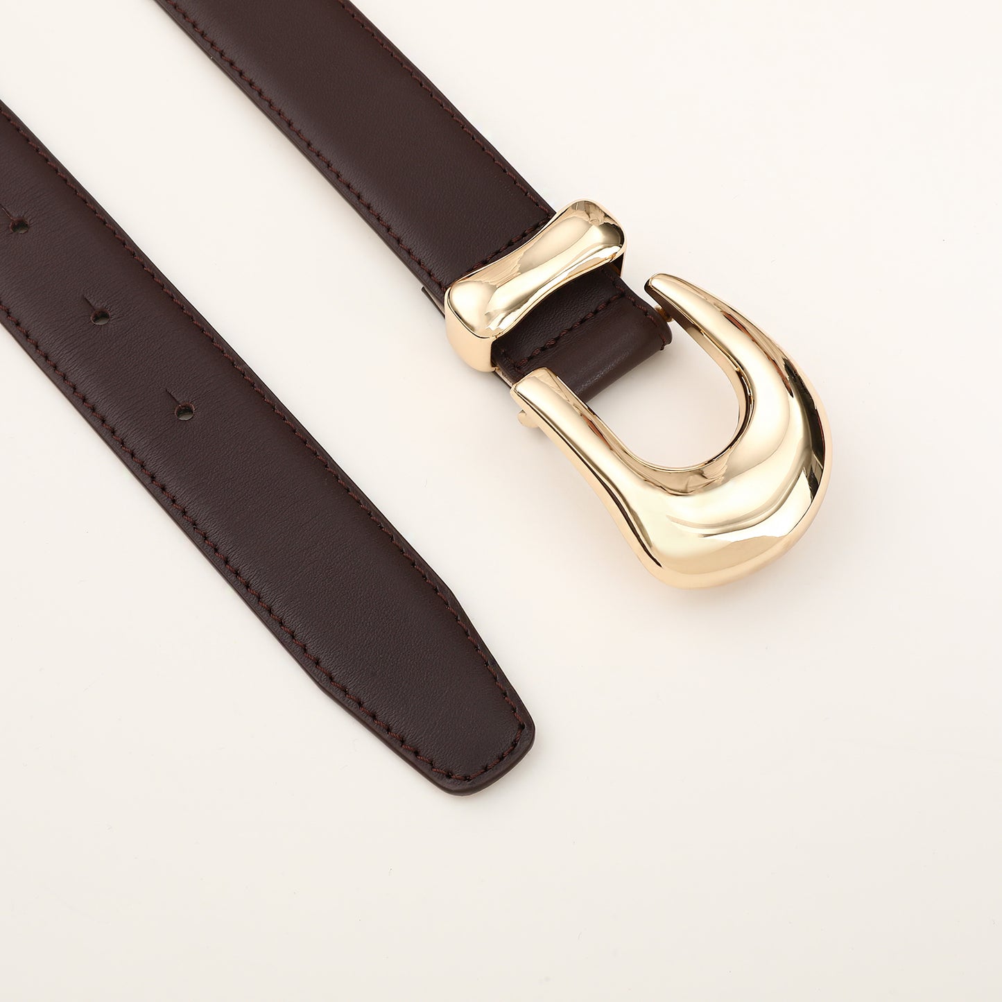 AI DEEBLUE Genuine Leather Belt for Women Burgundy Leather With Gold Buckle Luxury Casual Fashion Belts for Jeans Dresses