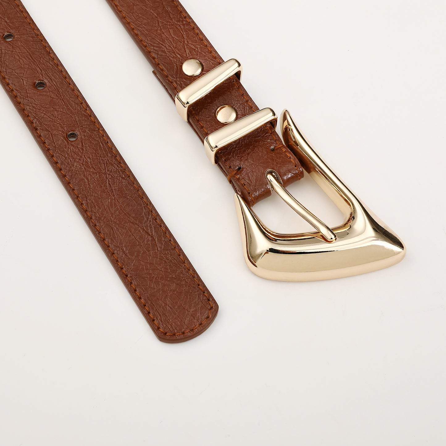 AI DEEBLUE Brown Belt for Women with Gold Buckle Brown Belt Women Waist Belt for Dresses Jeans