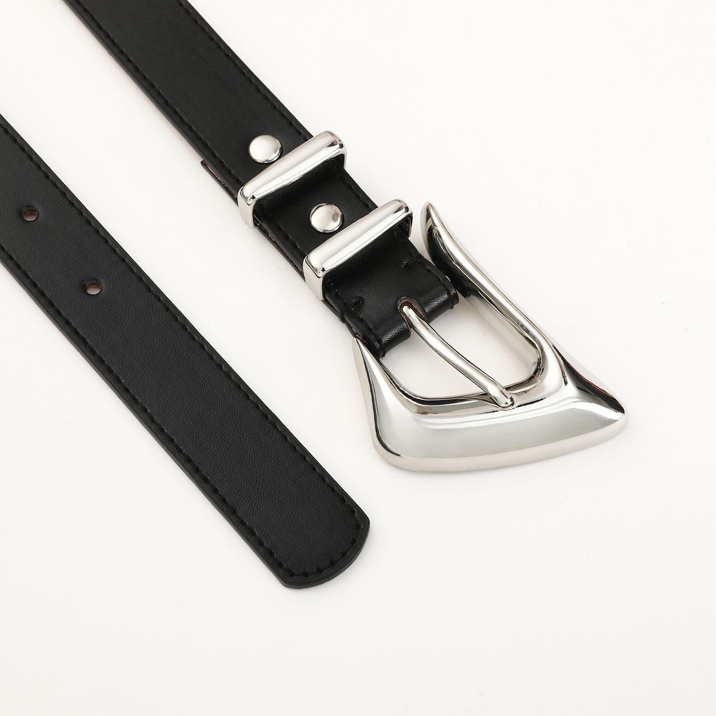 AI DEEBLUE Black Belt for Women Silver Buckle Black Belt Waist Belt for Dresses Jeans