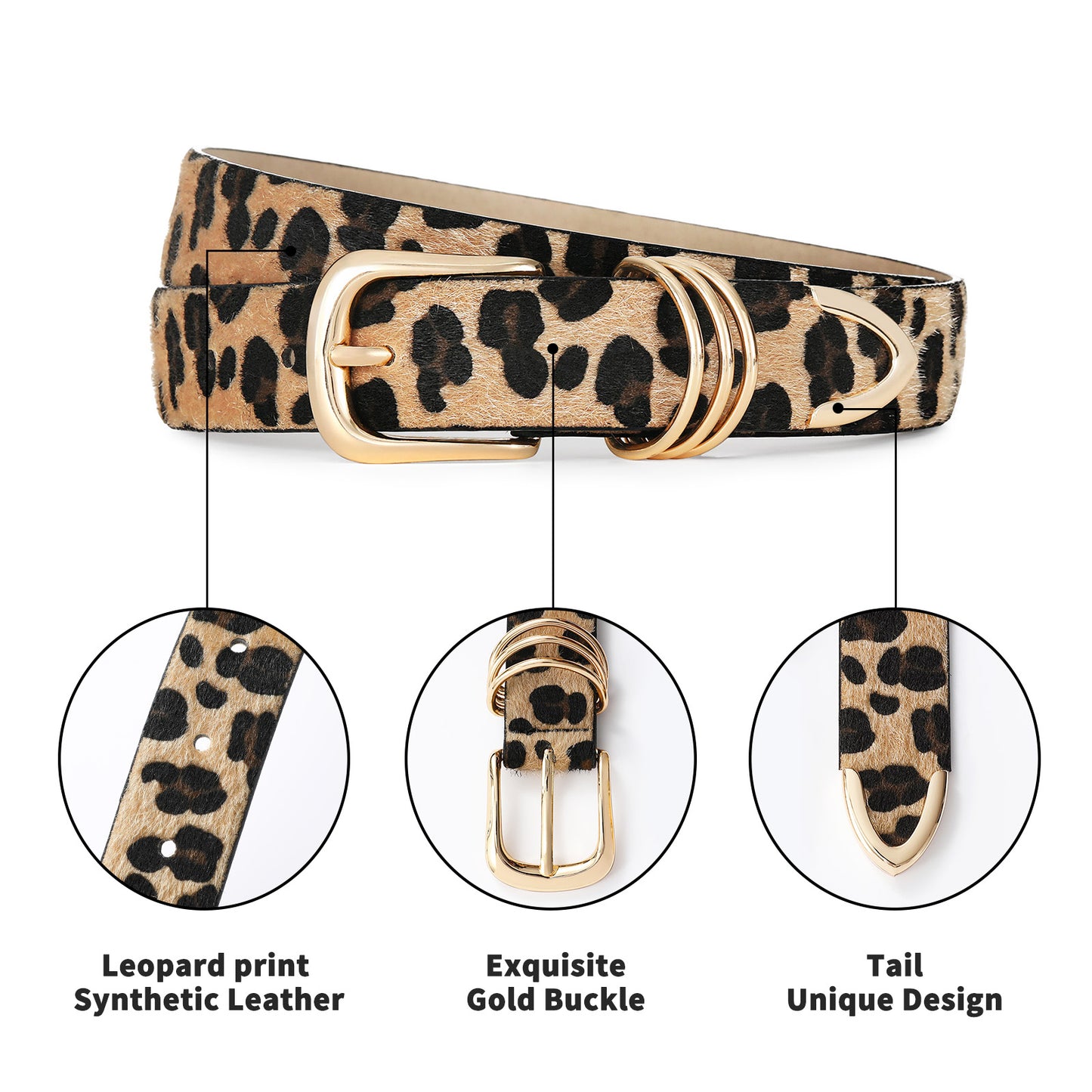 AI DEEBLUE Leopard Belts for Women Belts for Jeans Dresses Womens Belt Fashion Leather Belt